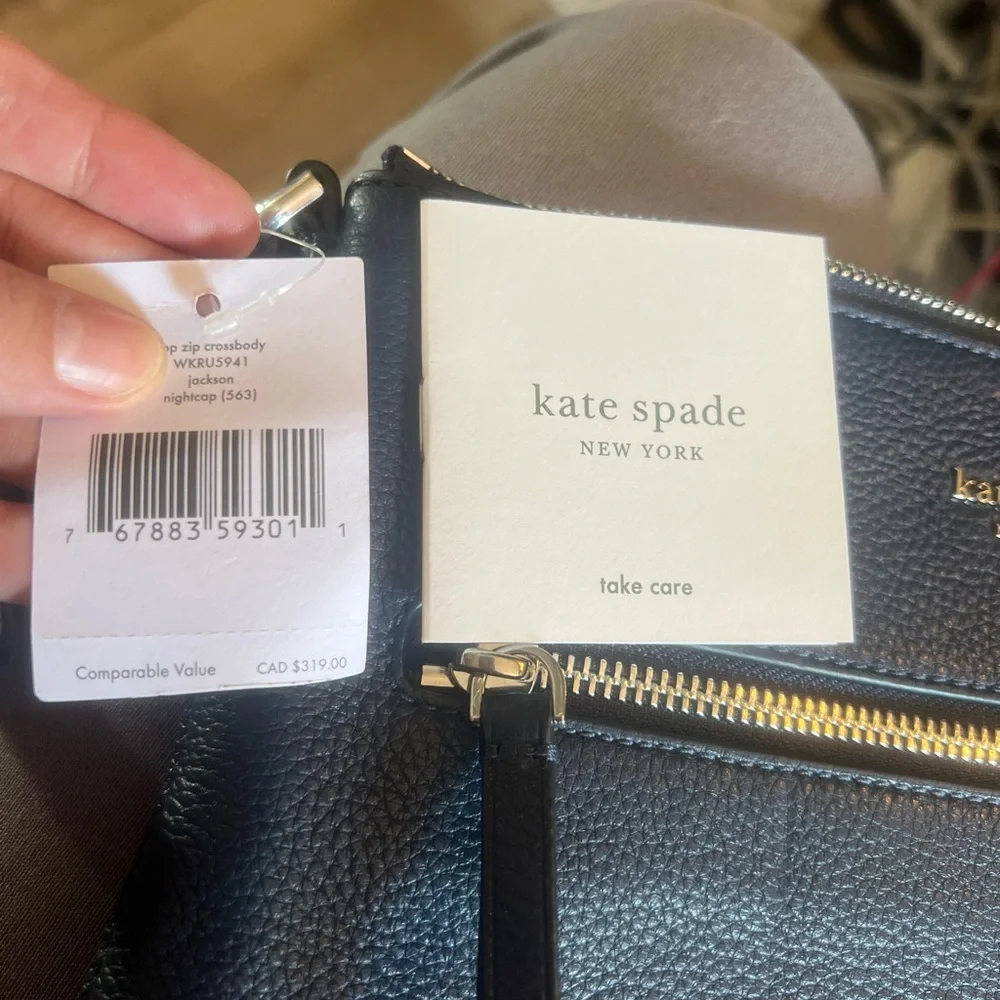 🛑 1 hour sale. NWT. Kate Spade, Blue Leather Crossbody Bag, silver tone hardware - Picture 7 of 9